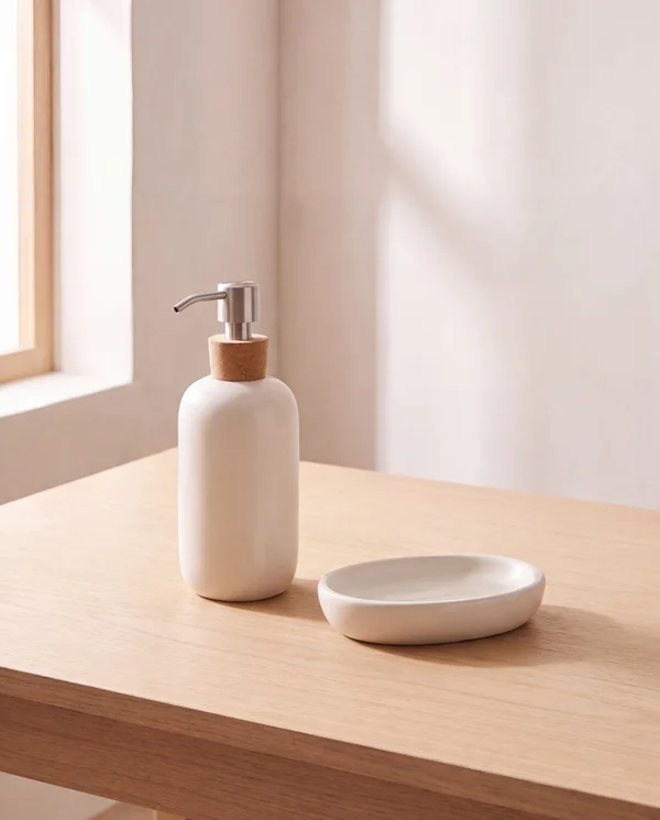 Ceramic Soap Dish and Dispenser Set, soap set