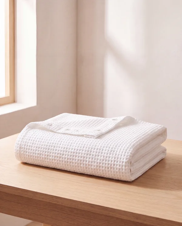 Organic Cotton Waffle Shower Curtain, shower curtain